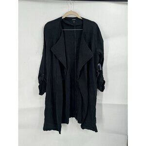 Apt.9 Waterfall Drape Trench Coat‎ Women Medium Black Flaw NEW Lightweight